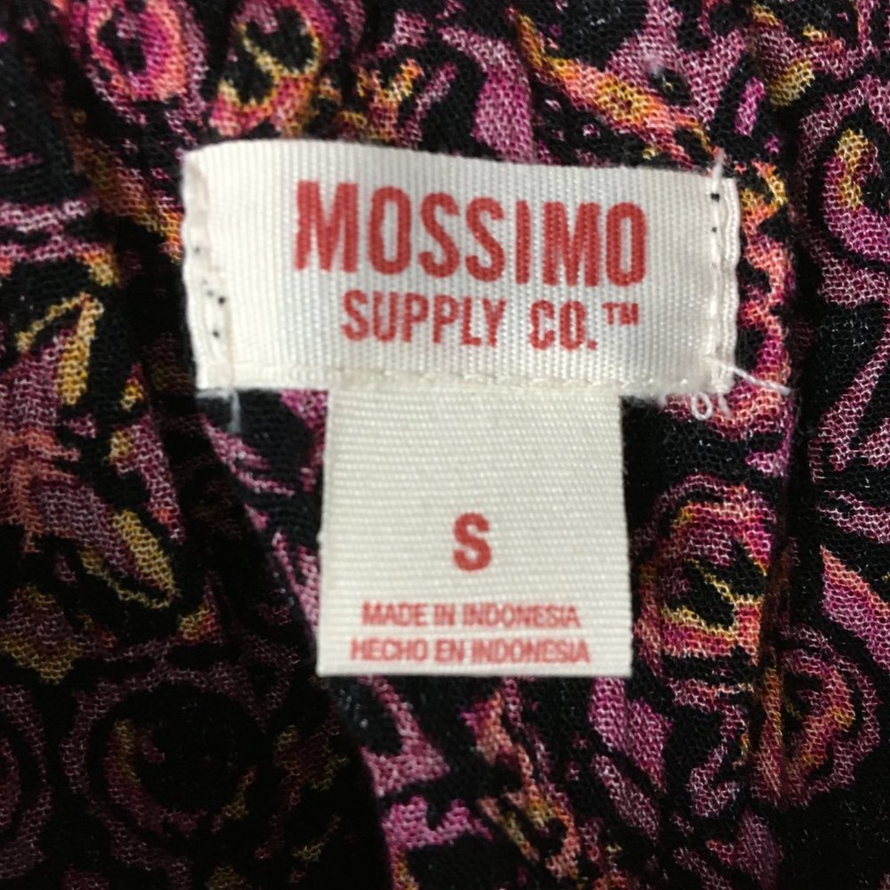 Mossimo Top XS S Off Shoulder Pink Coral Gauze Tiered Boho Geometric Modest Crop - Picture 8 of 16